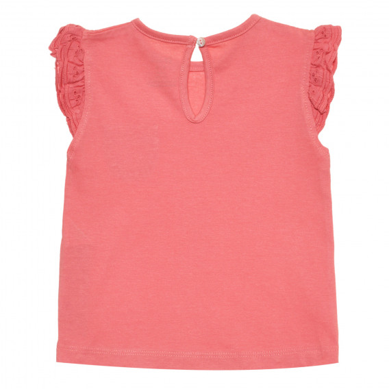 Βαμβακερό μπλουζάκι σε ροζ χρώμα με δαντέλα, για κοριτσάκι ZY 318324 4