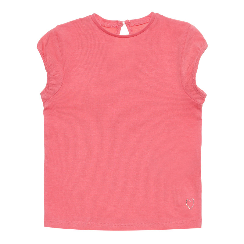 Βαμβακερό μπλουζάκι σε ροζ χρώμα με απλικέ καρδιά  318325