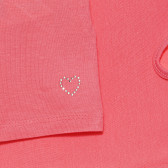 Βαμβακερό μπλουζάκι σε ροζ χρώμα με απλικέ καρδιά ZY 318326 2