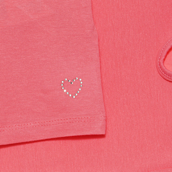 Βαμβακερό μπλουζάκι σε ροζ χρώμα με απλικέ καρδιά ZY 318326 2
