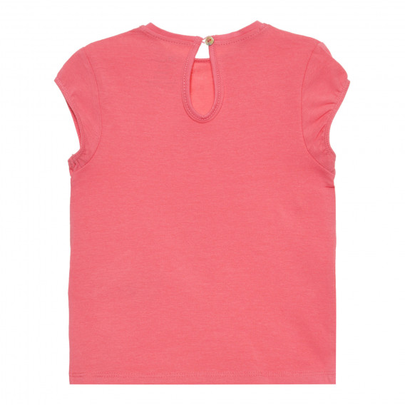 Βαμβακερό μπλουζάκι σε ροζ χρώμα με απλικέ καρδιά ZY 318327 3