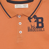 Πορτοκαλί βαμβακερό μπλουζάκι με κοντό μανίκι και μπλε λεπτομέρειες, για μωρό ZY 318377 2