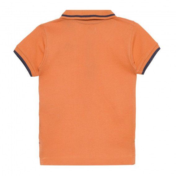 Πορτοκαλί βαμβακερό μπλουζάκι με κοντό μανίκι και μπλε λεπτομέρειες, για μωρό ZY 318379 4