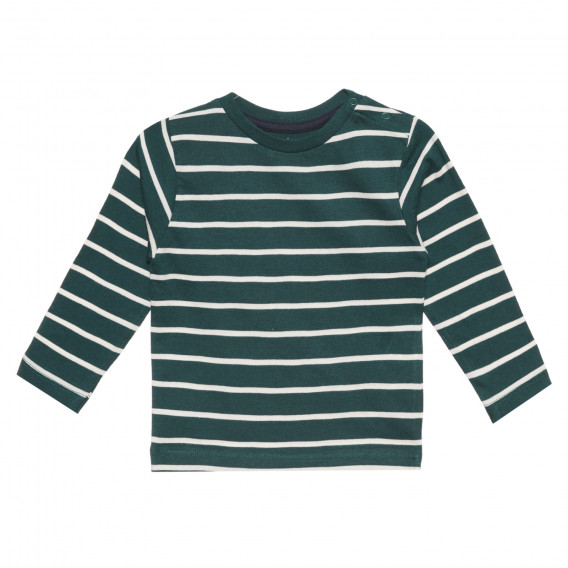 Βαμβακερή μακρυμάνικη μπλούζα με πράσινες και λευκές ρίγες, για μωρό ZY 318431 4