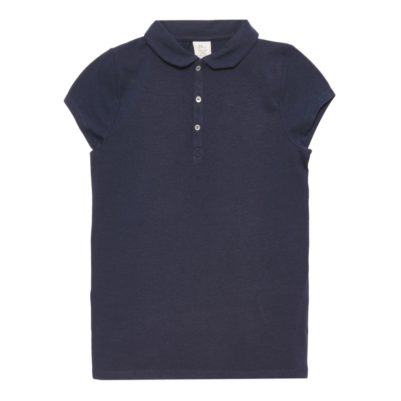Βαμβακερό μπλουζάκι σε μπλε χρώμα με γιακά  318687