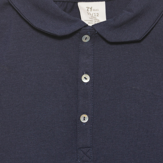 Βαμβακερό μπλουζάκι σε μπλε χρώμα με γιακά ZY 318688 2