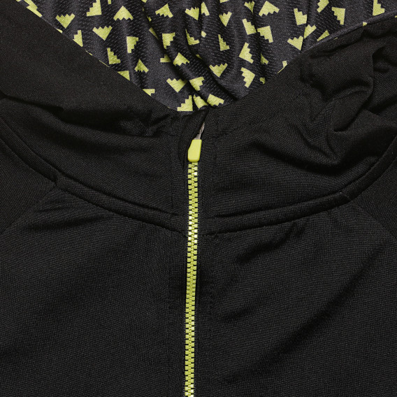 Αθλητικό φούτερ με κουκούλα και νέον λεπτομέρειες, μαύρο ZY 318983 2