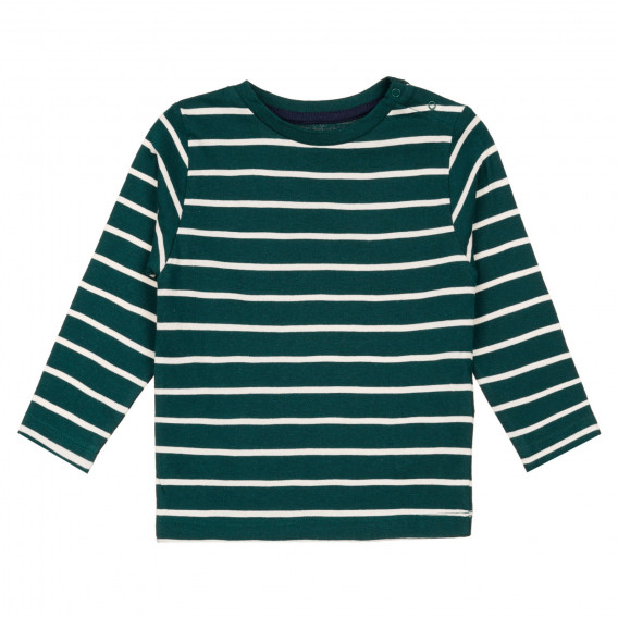 Βαμβακερή μακρυμάνικη μπλούζα με πράσινες και λευκές ρίγες, για μωρό ZY 319637 8