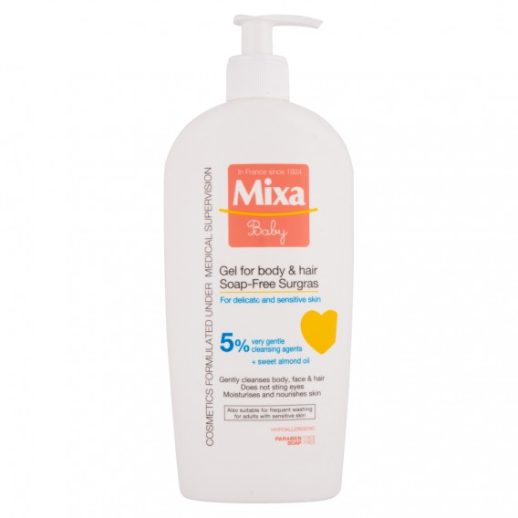 Τζελ-αφρός για μαλλιά και σώμα χωρίς σαπούνι, 400 ml.  Mixa 319908 5