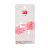 Σετ από δύο ροζ φουρκέτες με σχέδιο λουλουδιών ZY 320167 2