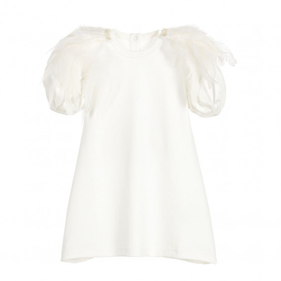 Βαμβακερό φόρεμα με κοντά μανίκια και απλικέ λευκά φτερά The Tiny Universe 32172 
