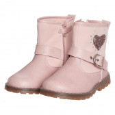 Ροζ μπότες με απλικέ καρδιά και διακοσμητική αγκράφα Cool club 321721 
