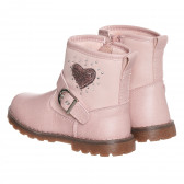 Ροζ μπότες με απλικέ καρδιά και διακοσμητική αγκράφα Cool club 321722 2