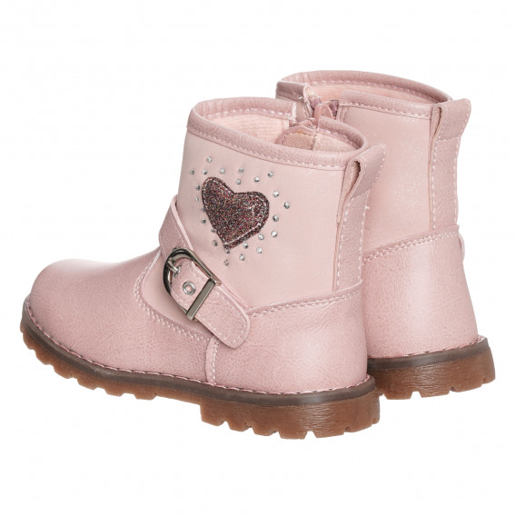 Ροζ μπότες με απλικέ καρδιά και διακοσμητική αγκράφα Cool club 321722 2