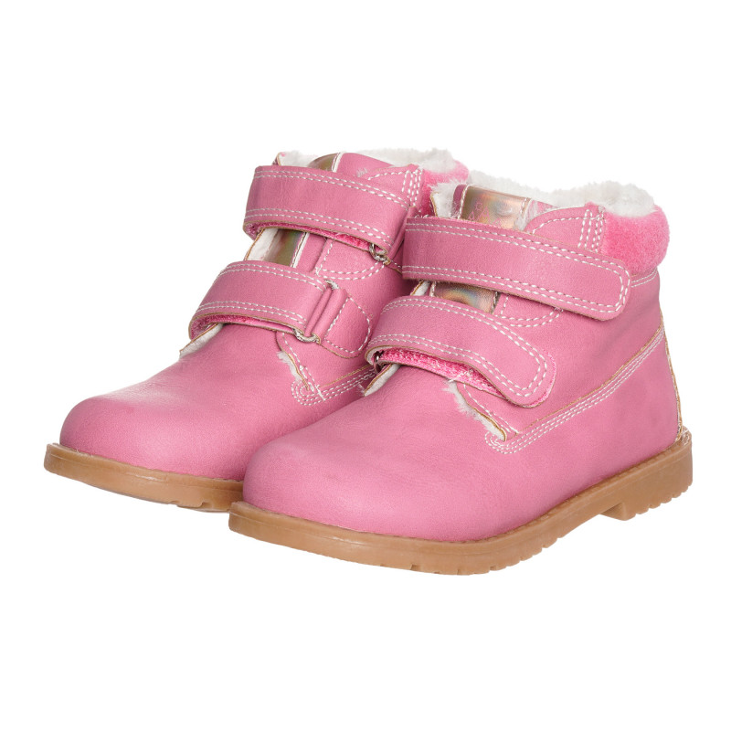 Ροζ μπότες με επένδυση και αυτοκόλλητα velcro  321765