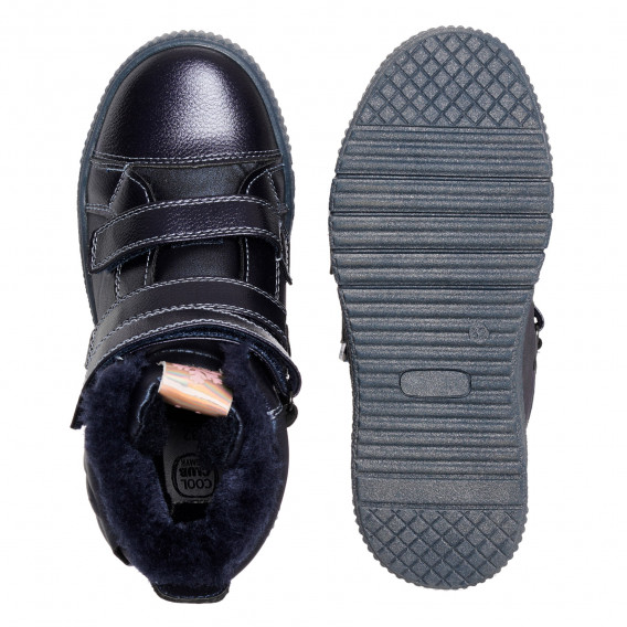 Σκούρα μπλε ψηλά αθλητικά παπούτσια με επένδυση και γυαλιστερή λεπτομέρεια Cool club 321799 3