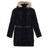 Μαύρο αδιάβροχο μπουφάν με ζώνη-κορδέλα  Cool club 322213 