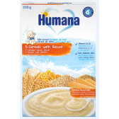 Κουάκερ γάλακτος με 5 είδη φασολιών και μπισκότο για μωρό 6+ μηνών, 200 γρ.  Humana 323767 