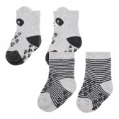 Cool κλαμπ σετ με δύο ζευγάρια βρεφικές κάλτσες σε γκρι χρώμα με στάμπα Panda Cool club 324950 
