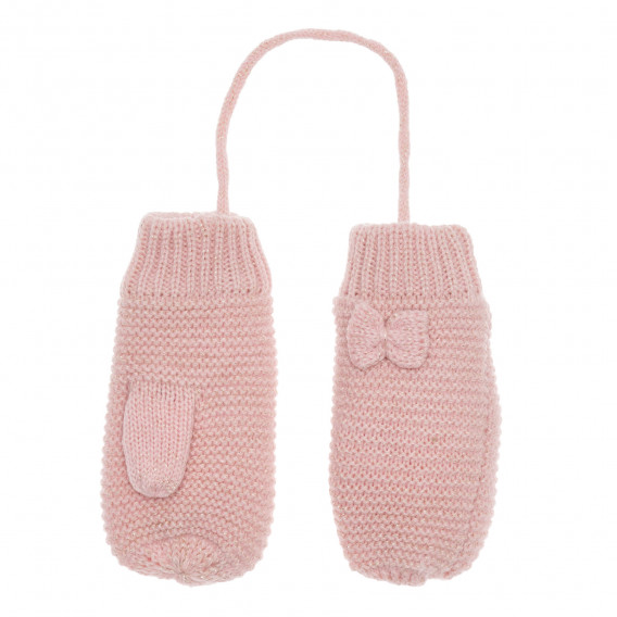Cool κλαμπ πλεκτά παιδικά γάντια σε ροζ χρώμα με κορδέλα Cool club 324954 