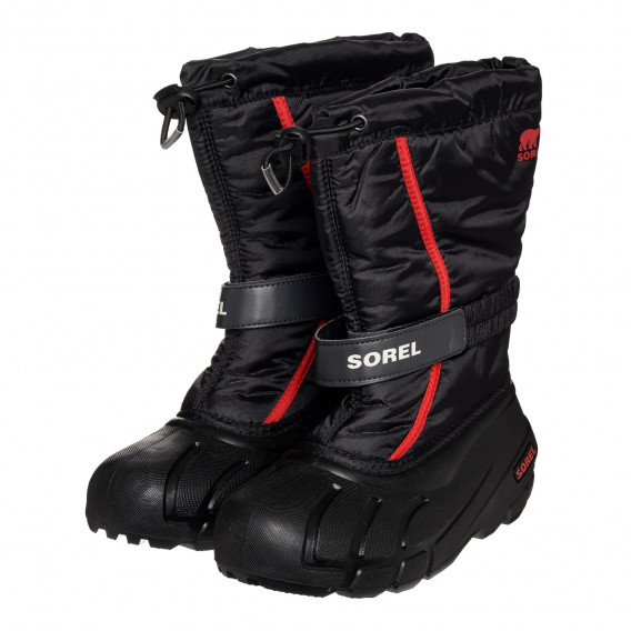 Μαύρες βρεφικές χειμερινές μπότες με κόκκινες λεπτομέρειες Sorel 325087 