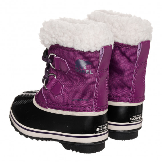 Μαύρες χειμερινές μπότες με μοβ λεπτομέρειες και γούνα Sorel 325097 2