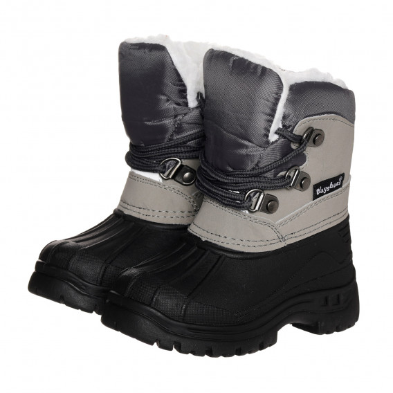 Χειμερινές μπότες σε μαύρο χρώμα με πουπουλένιο και γκρι τόνους Playshoes 325189 