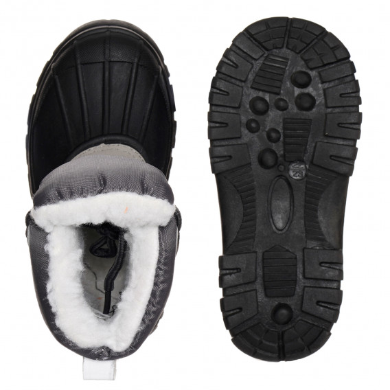 Χειμερινές μπότες σε μαύρο χρώμα με πουπουλένιο και γκρι τόνους Playshoes 325190 3