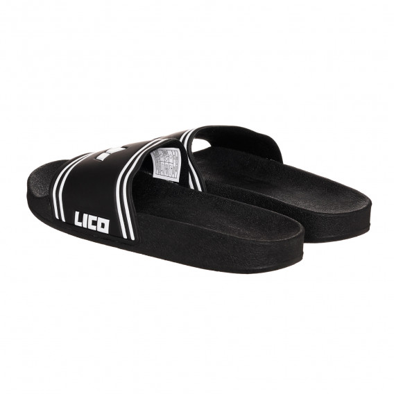 Μαύρες παντόφλες Lico με το λογότυπο της μάρκας και λευκές πινελιές Lico 325215 2