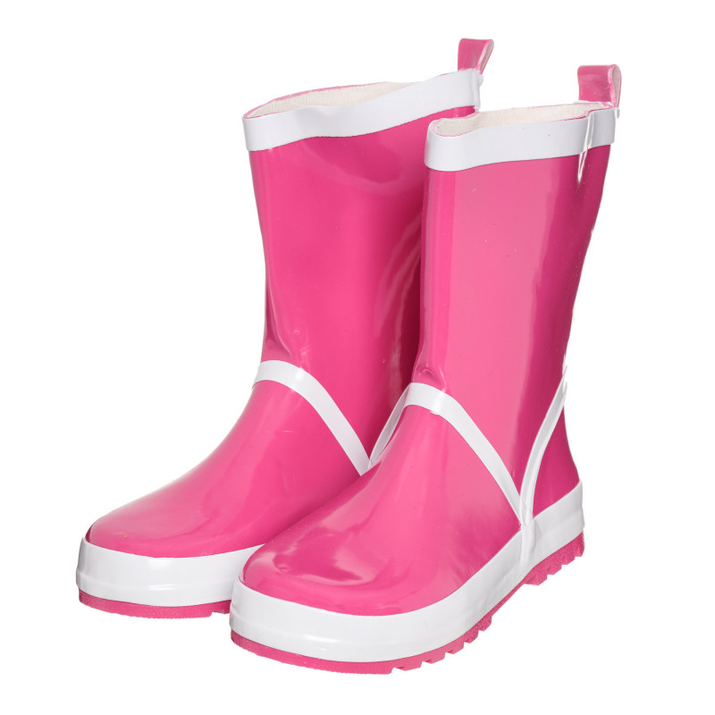 Μπότες από καουτσούκ σε ροζ χρώμα με λευκές πινελιές  325532