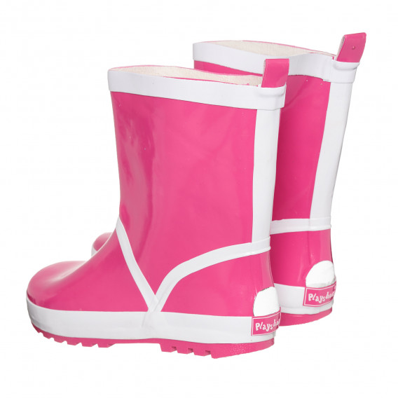 Μπότες από καουτσούκ σε ροζ χρώμα με λευκές πινελιές Playshoes 325533 2