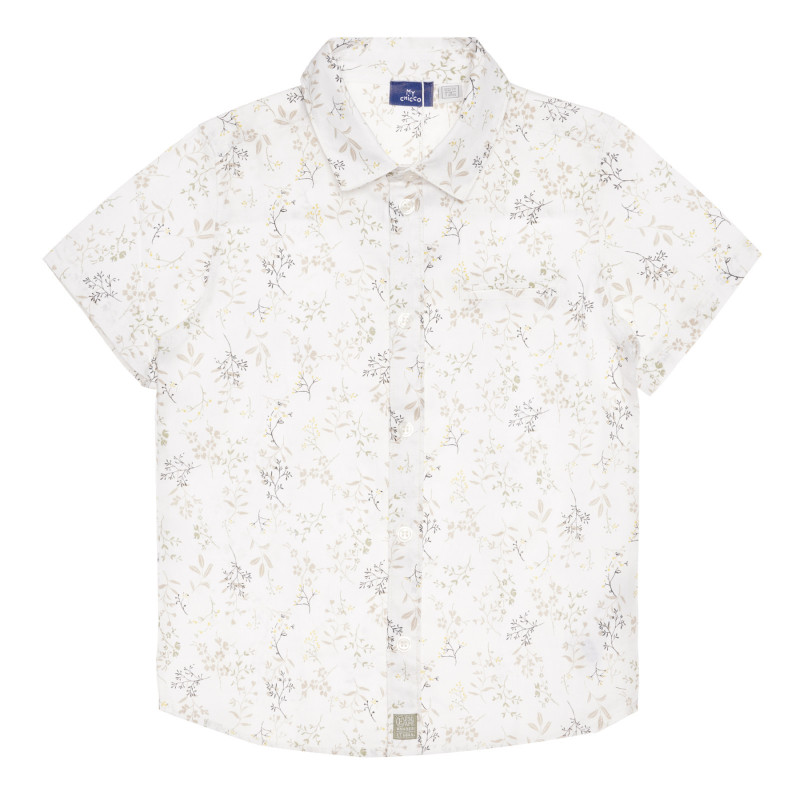 Βαμβακερό κοντομάνικο πουκάμισο με φλοράλ μοτίβα  325797