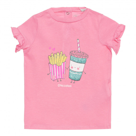 Chicco ροζ βαμβακερό μπλουζάκι με διασκεδαστική στάμπα για μωρό Chicco 325827 