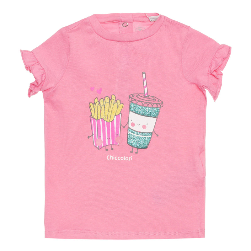 Chicco ροζ βαμβακερό μπλουζάκι με διασκεδαστική στάμπα για μωρό  325827
