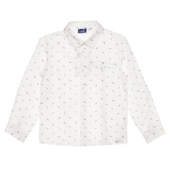 Λευκό βαμβακερό πουκάμισο με στάμπες πουλιών Chicco 325978 