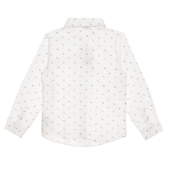 Λευκό βαμβακερό πουκάμισο με στάμπες πουλιών Chicco 325980 4