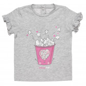 Βαμβακερό μπλουζάκι Chicco σε γκρι χρώμα με απλικέ ποπ κορν για μωρό Chicco 326251 