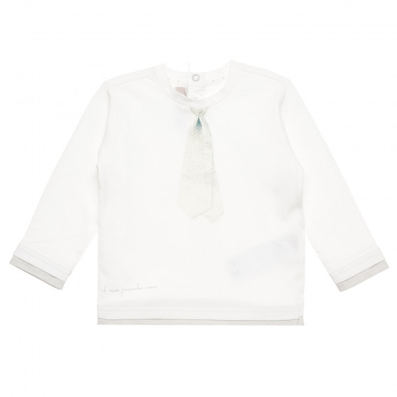 Λευκή βαμβακερή μπλούζα Chicco με απλικέ γραβάτα για μωρό Chicco 326515 