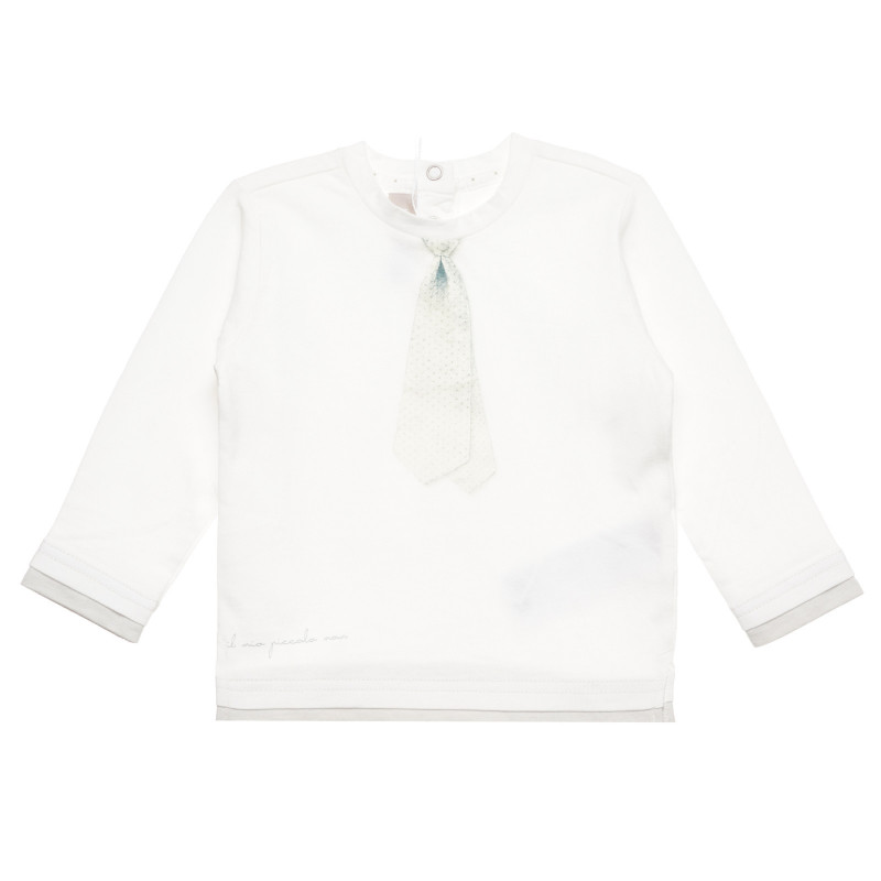 Λευκή βαμβακερή μπλούζα Chicco με απλικέ γραβάτα για μωρό  326515