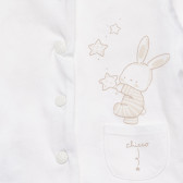 Βρεφική λευκή βαμβακερή ζακέτα με διπλό ύφασμα στο στήθος, με αστέρια και λαγουδάκι Chicco 326621 2