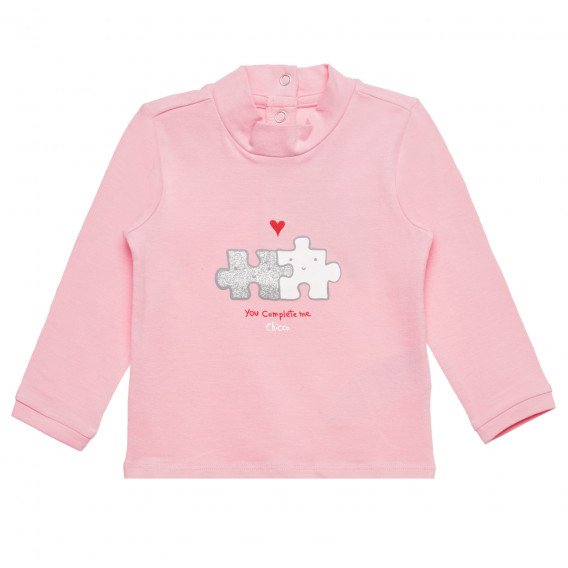 Ροζ βαμβακερή μπλούζα You Complete me Chicco 326683 