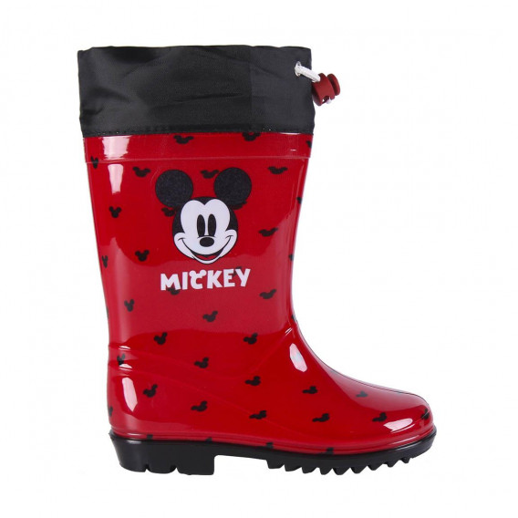 Κόκκινες λαστιχένιες μπότες με στάμπα Μickey Μouse και μαύρες λεπτομέρειες. Mickey Mouse 327993 