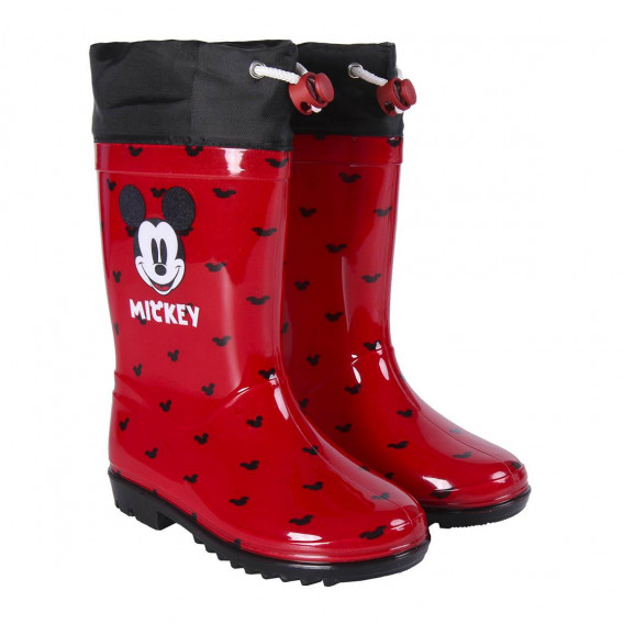 Κόκκινες λαστιχένιες μπότες με στάμπα Μickey Μouse και μαύρες λεπτομέρειες. Mickey Mouse 327995 3
