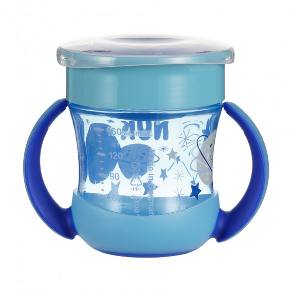 Μπλε κύπελλο πολυπροπυλενίου Evolution mini Magic Cup με μαγική λάμψη στο σκοτάδι, 160 ml.  NUK 328182 3