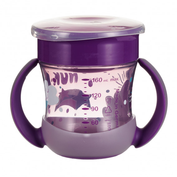 Μοβ κύπελλο πολυπροπυλενίου Evolution mini Magic Cup με μαγική λάμψη στο σκοτάδι, 160 ml.  NUK 328238 3