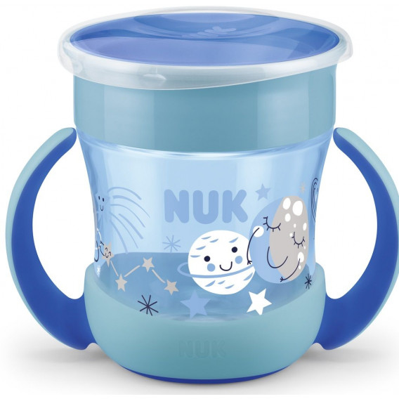 Μπλε κύπελλο πολυπροπυλενίου Evolution mini Magic Cup με μαγική λάμψη στο σκοτάδι, 160 ml.  NUK 328966 
