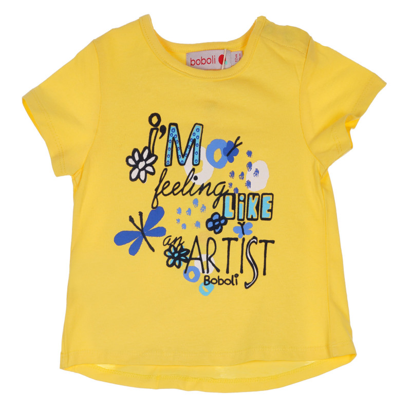 Boboli κίτρινο βαμβακερό μπλουζάκι με στάμπα για κορίτσι  329655