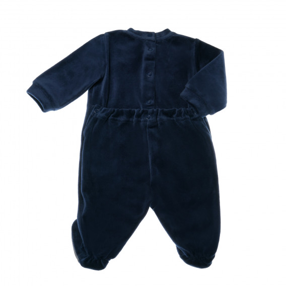Βελούδινο, μακρυμάνικο φορμάκι σε σκούρο μπλε χρώμα με απλικέ σχέδιο αρκουδάκι Chicco 33002 2
