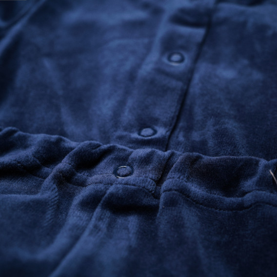 Βελούδινο, μακρυμάνικο φορμάκι σε σκούρο μπλε χρώμα με απλικέ σχέδιο αρκουδάκι Chicco 33004 4