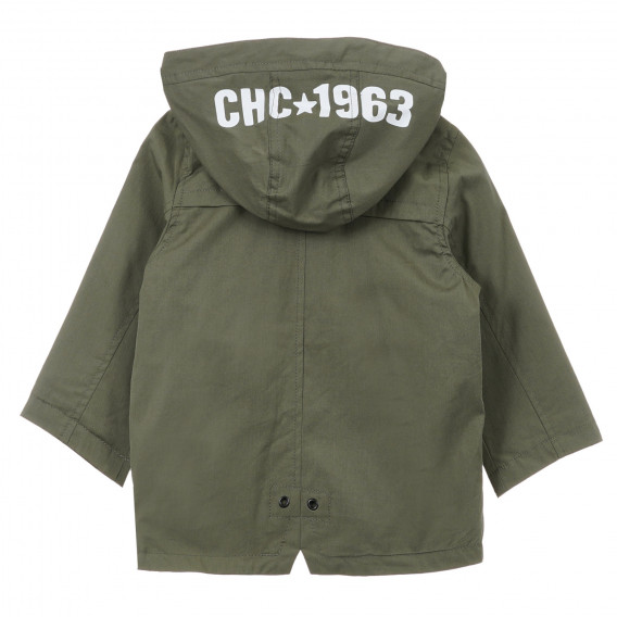 Πράσινο λεπτό μπουφάν με τέσσερις τσέπες και κουκούλα με γράμματα Chicco 330128 4